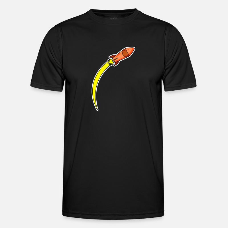 Rakete Orange - Männer Funktions-T-Shirt - Schwarz