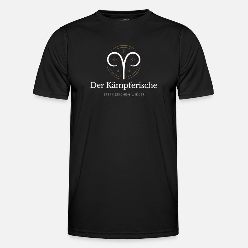 Der Kämpferische - Sternzeichen Widder - Männer Funktions-T-Shirt - Schwarz