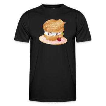 Cream puff filled with cream and cherry - Men's Functional T-Shirt - black - Front - AI Model Male 178 dark (178cm)
