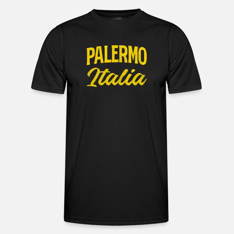 Palermo Italia Gelb Script Männer Funktions-T-Shirt