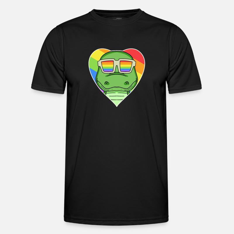 Rainbow - Crocodile with glasses - Men's Functional T-Shirt - black