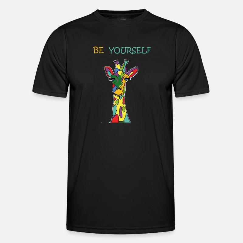 Giraffe Be Yourself Sei Du Selbst Bunt Anders - Männer Funktions-T-Shirt - Schwarz