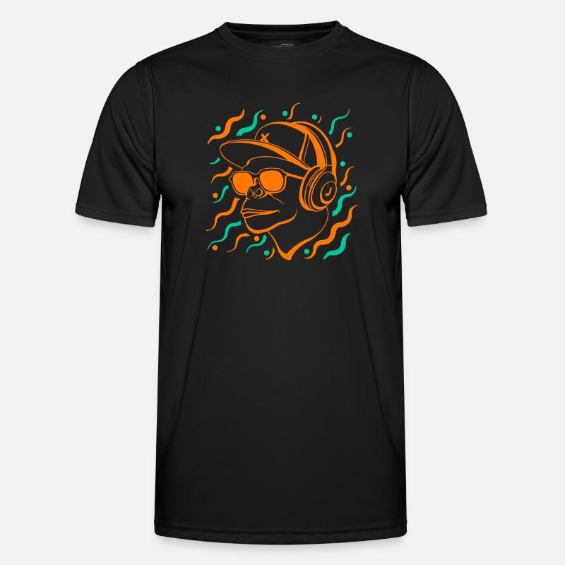 Coole Affe mit Kopfhörern - Männer Funktions-T-Shirt - Schwarz