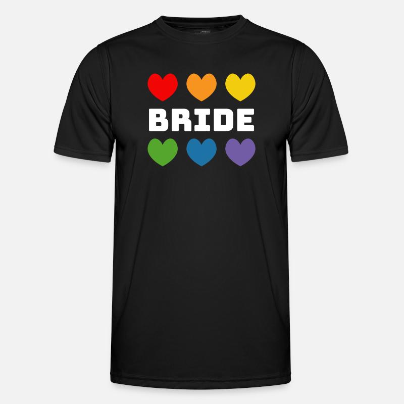 Regenbogenherzchen Bride weiss - Männer Funktions-T-Shirt - Schwarz