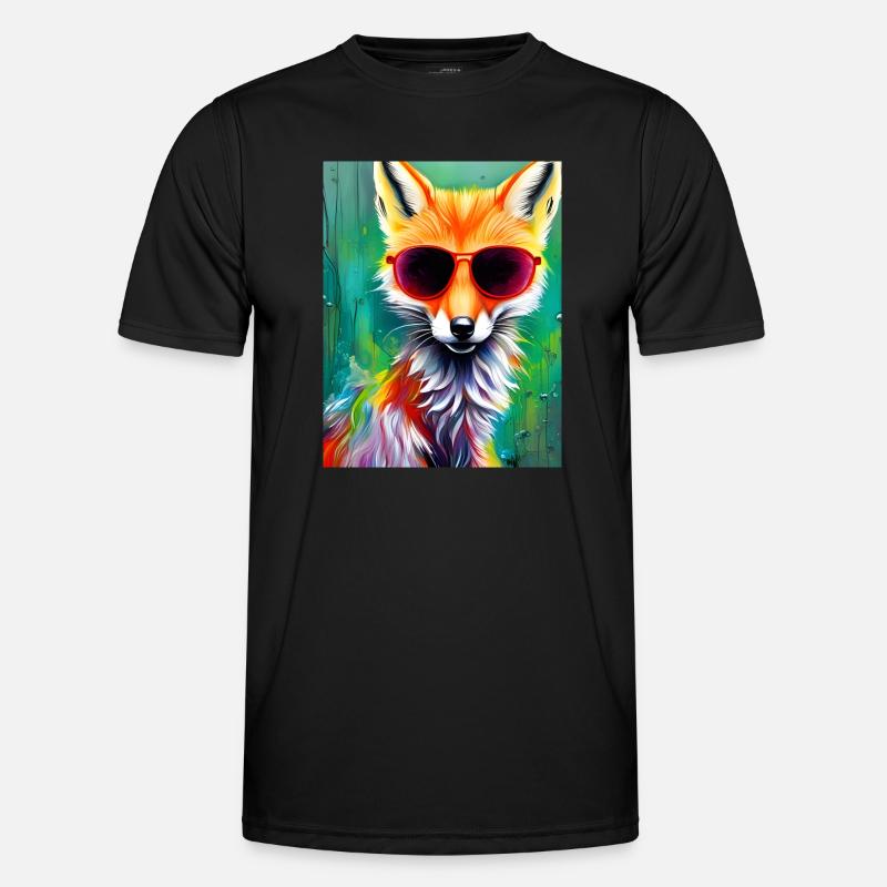 Neonfuchs mit roter Sonnenbrille Männer Funktions-T-Shirt