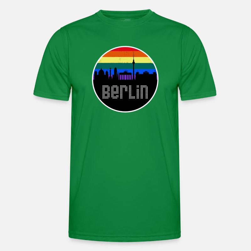 Berlin Skyline Regenbogen Männer Funktions-T-Shirt