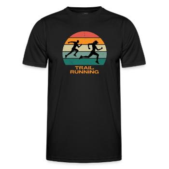 trail, trail running, course à pied - T-shirt sport Homme - noir - Devant - AI Model Male 178 dark (178cm)