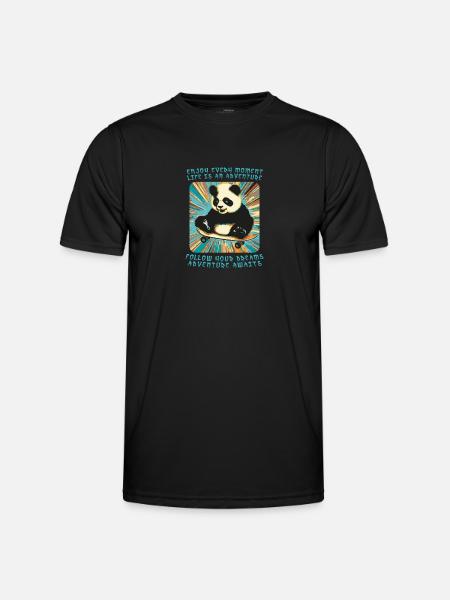Panda's Adventure on Wheels - Men's Functional T-Shirt - black