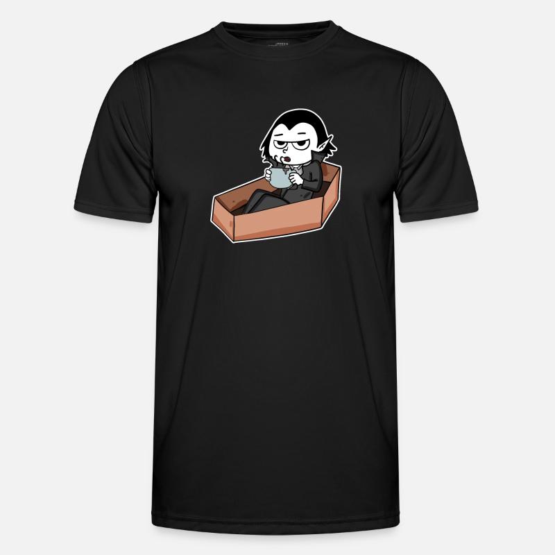 Vampire drinks coffee - Men's Functional T-Shirt - black
