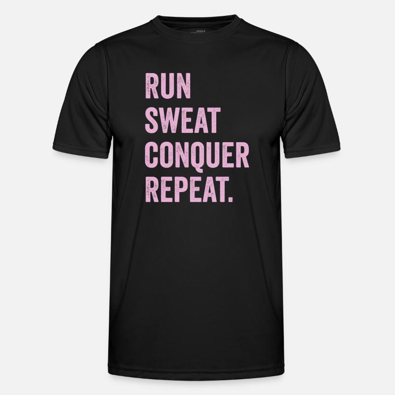 Run. Sweat. Conquer. Repeat. - Men's Functional T-Shirt - black