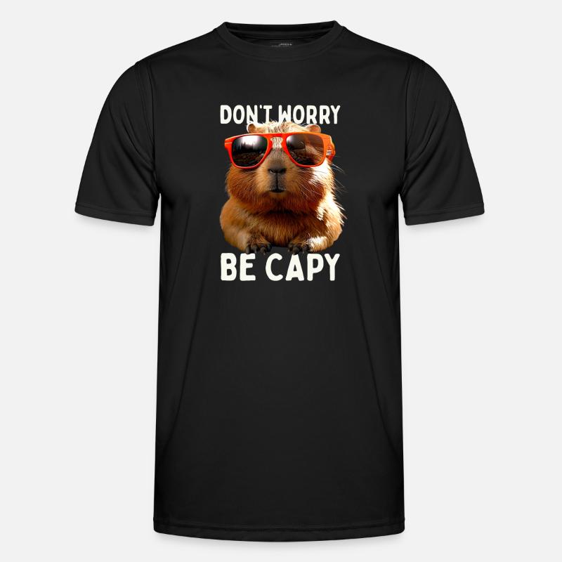 Capybara Dont Worry Be Capy Capybara Rodent - Men's Functional T-Shirt - black