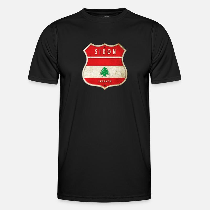 Sidon Libanon Wappen Flaggen Design Männer Funktions-T-Shirt