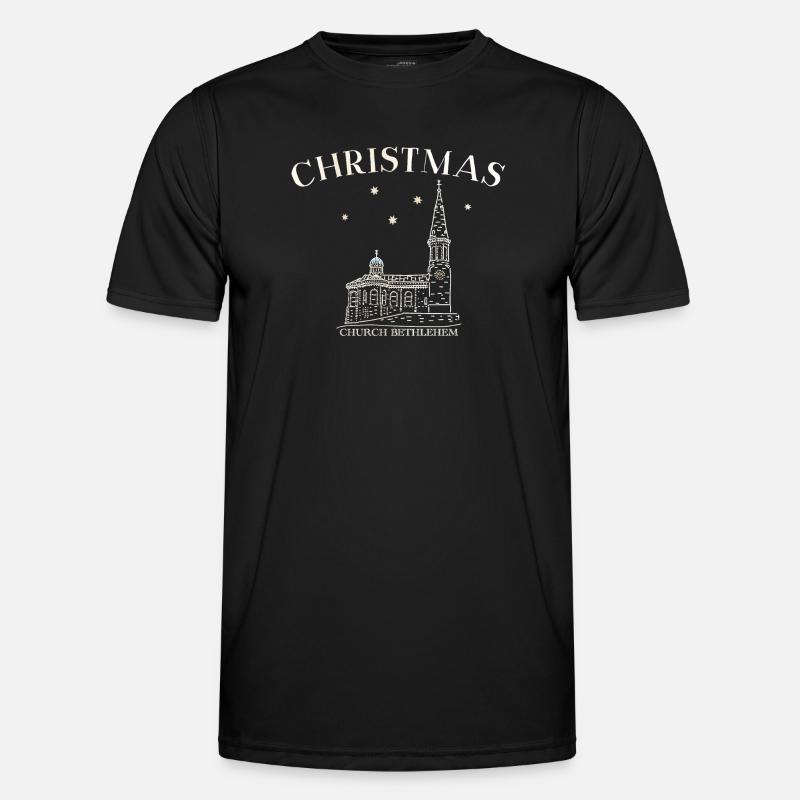 Weihnachtskirche Bethlehem Zeichnung - Männer Funktions-T-Shirt - Schwarz
