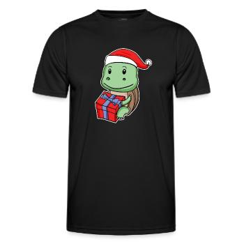 Tortue avec chapeau de Noël - T-shirt sport Homme - noir - Devant - AI Model Male 178 dark (178cm)