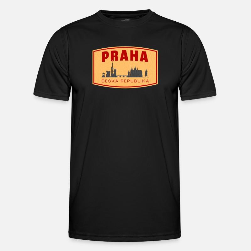 Praha Skyline & ČR Emblem - Men's Functional T-Shirt - black