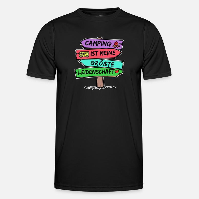 Camping Statement Wanderlust Wanderer Herz Camper - Männer Funktions-T-Shirt - Schwarz