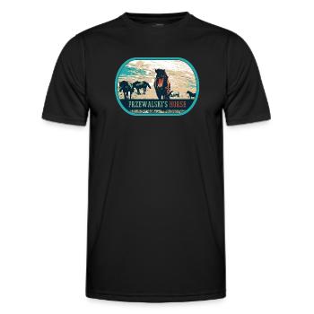 Chevaux de Przewalski en liberté – Pologne - T-shirt sport Homme - noir - Devant - AI Model Male 178 dark (178cm)