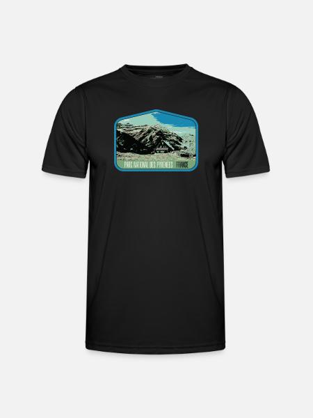 Pyrenees Landscape Escutcheon: Authentic Nature - Men's Functional T-Shirt - black