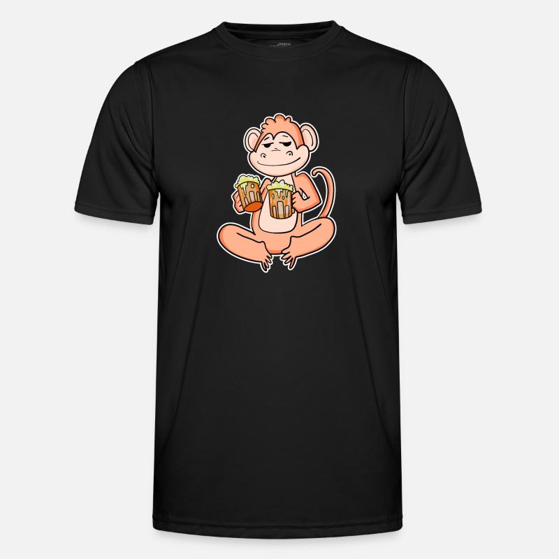 Affe mit Bier - Männer Funktions-T-Shirt - Schwarz