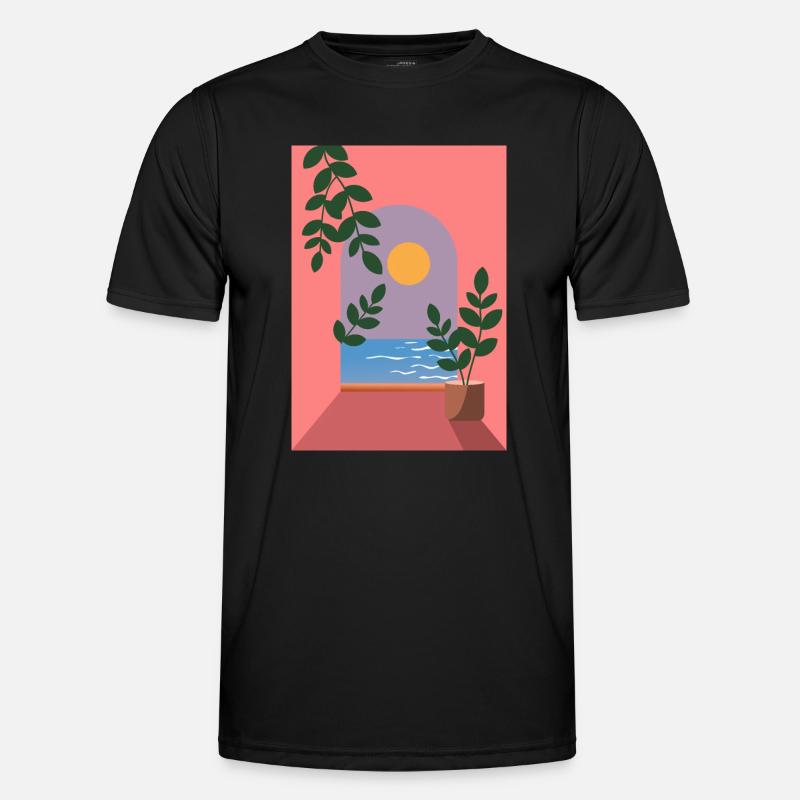Mediterraner Meerblick Männer Funktions-T-Shirt