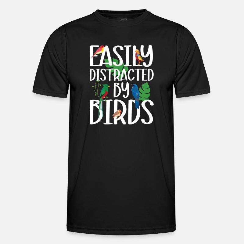 Easily Distracted by Birds - Men's Functional T-Shirt - black