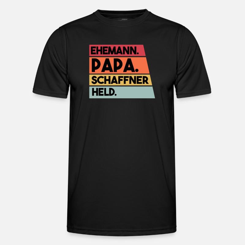 Ehemann Papa Schaffner Held - Männer Funktions-T-Shirt - Schwarz