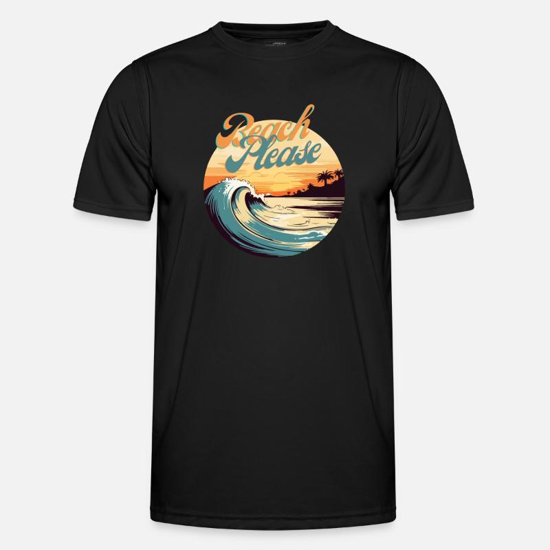 BeachPlease Retro Sunset Wave Männer Funktions-T-Shirt