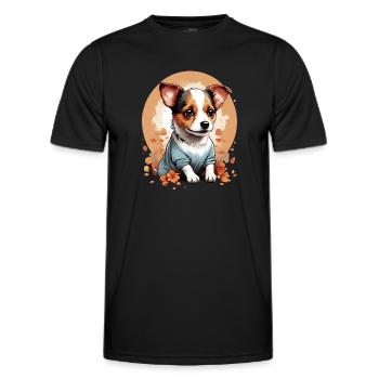 Niedlicher kleiner Jack Russell Welpe - Männer Funktions-T-Shirt - Schwarz - Vorne - AI Model Male 178 dark (178cm)