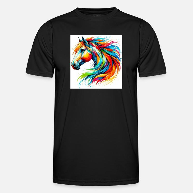 Pferd - Männer Funktions-T-Shirt - Schwarz