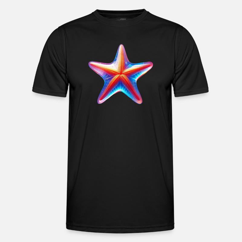 Seestern - Männer Funktions-T-Shirt - Schwarz