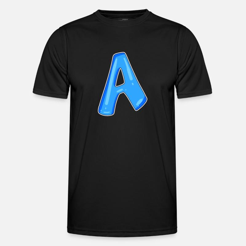 Buchstabe A Anfangsbuchstabe - Männer Funktions-T-Shirt - Schwarz