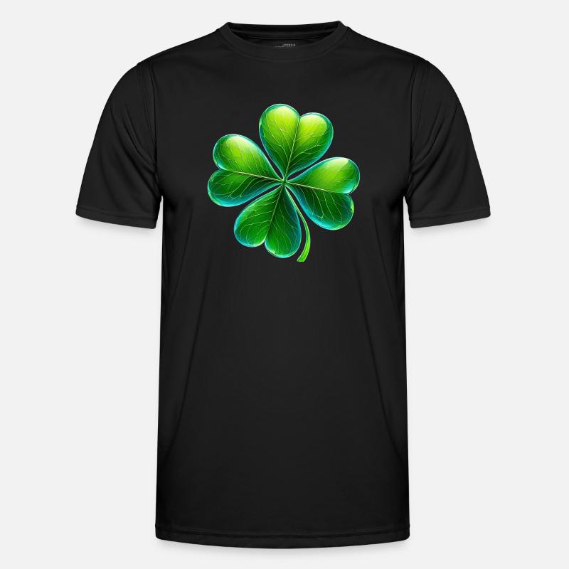 Vierblättriges Kleeblatt - Männer Funktions-T-Shirt - Schwarz
