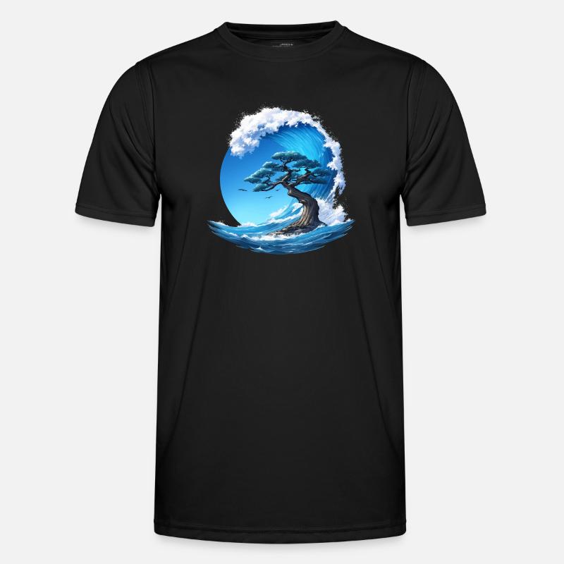 A tree under a wave - Men's Functional T-Shirt - black