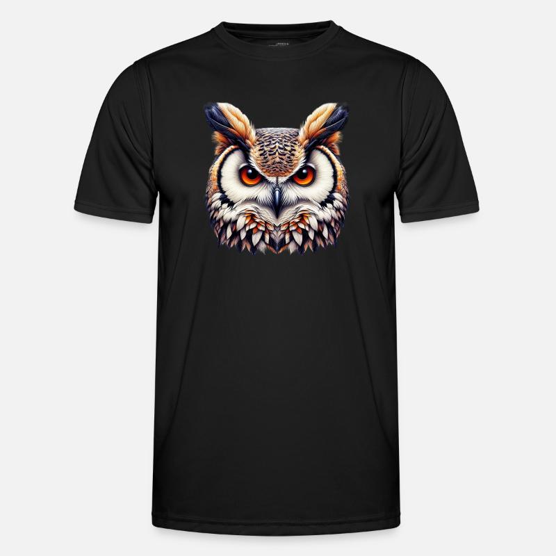 Eule - Männer Funktions-T-Shirt - Schwarz