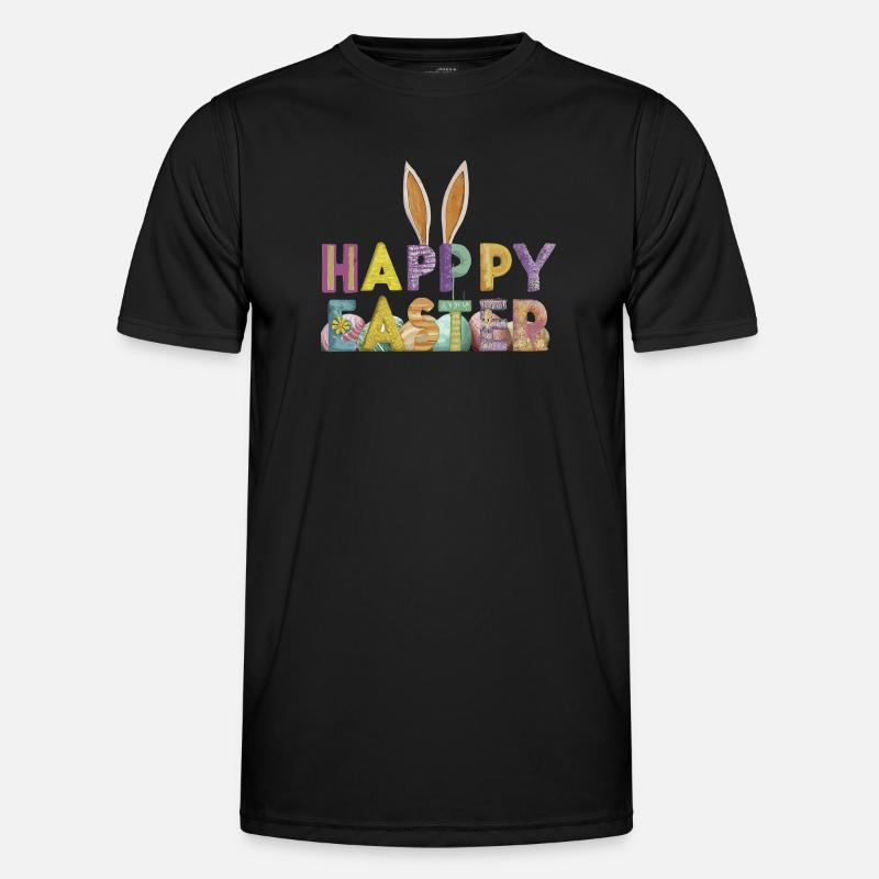 Conception de lapin de Pâques avec des lettres colorées T-shirt sport Homme