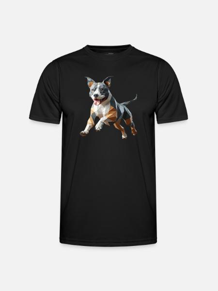Staffy origami 3d geometric dog - Men's Functional T-Shirt - black