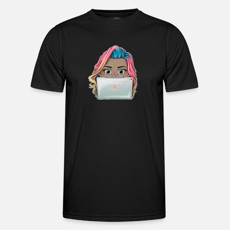 Lebendiges Reva Prisma arbeitendes Mädchen Design - Männer Funktions-T-Shirt - Schwarz
