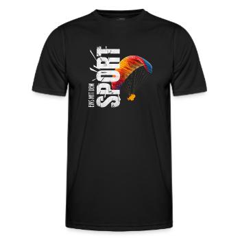 Eins mit dem Sport - Paragliden - Männer Funktions-T-Shirt - Schwarz - Vorne - AI Model Male 178 dark (178cm)