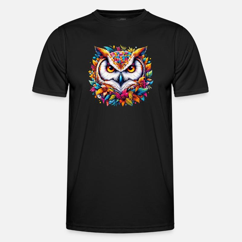 Eule - Männer Funktions-T-Shirt - Schwarz