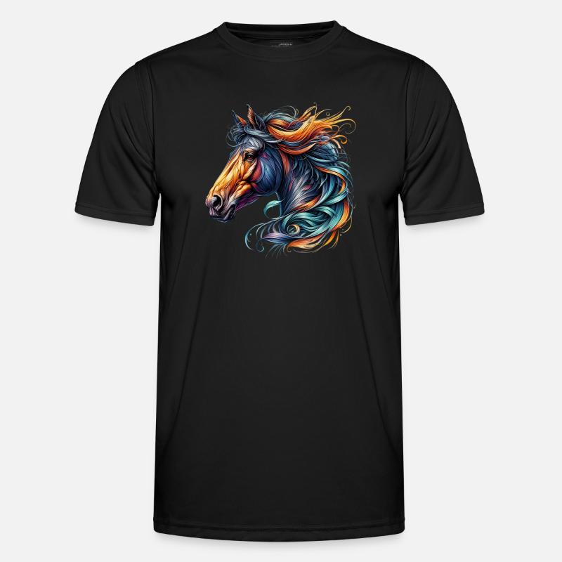Pferd - Männer Funktions-T-Shirt - Schwarz