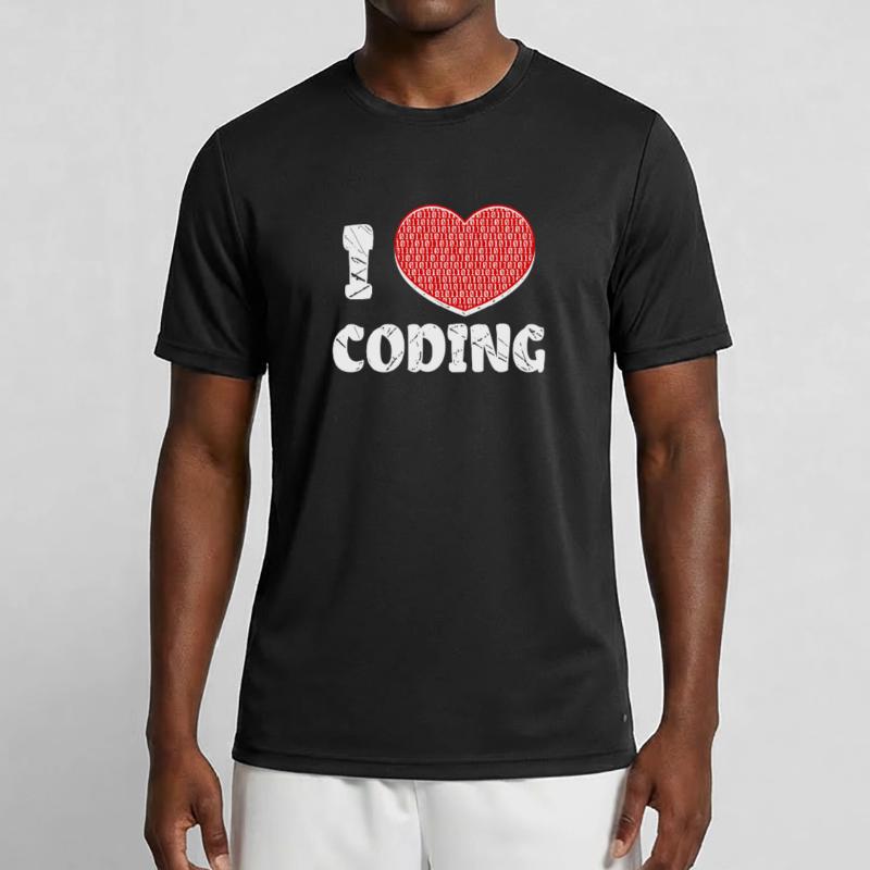 Developer Herz Coden Statement Programmierer Männer Funktions-T-Shirt