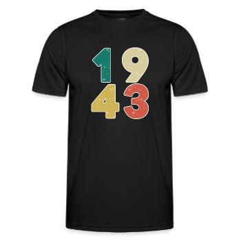 1943 - Jahrgang 1943 - Baujahr 1943 - Männer Funktions-T-Shirt - Schwarz - Vorne - AI Model Male 178 dark (178cm)