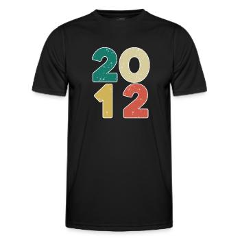 2012 - Jahrgang 2012 - Baujahr 2012 - Männer Funktions-T-Shirt - Schwarz - Vorne - AI Model Male 178 dark (178cm)