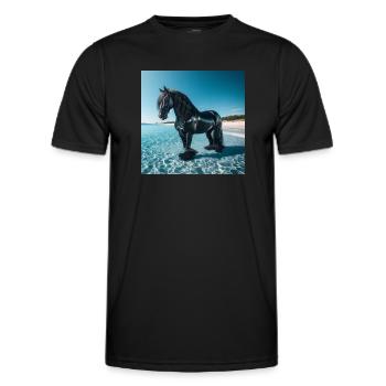 Cheval dans l’eau - T-shirt sport Homme - noir - Devant - AI Model Male 178 dark (178cm)