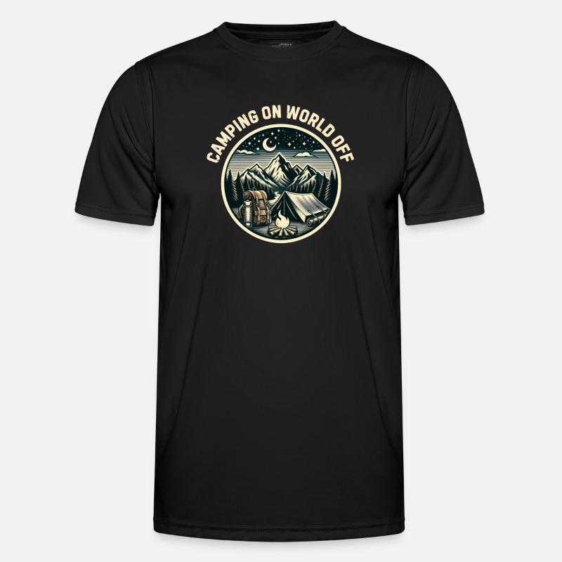 Camping on world off - Men's Functional T-Shirt - black