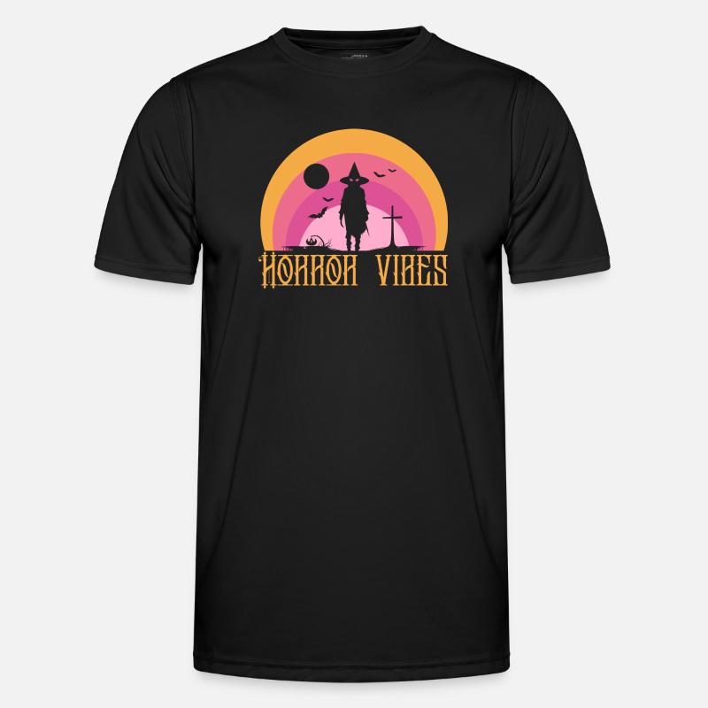 Horror Vibes Witch Silhouette Sunset - Men's Functional T-Shirt - black