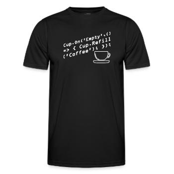 Aus Kaffee Code generieren Programmierer - Männer Funktions-T-Shirt - Schwarz - Vorne - AI Model Male 178 dark (178cm)