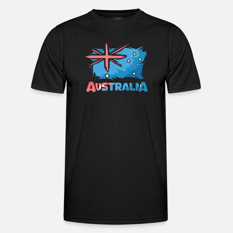 Australia Flag Comic Illustration Icon Logo - Men's Functional T-Shirt - black