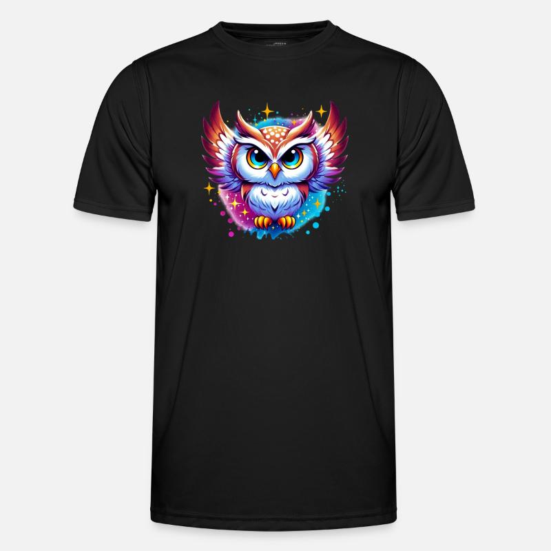 Eule - Männer Funktions-T-Shirt - Schwarz