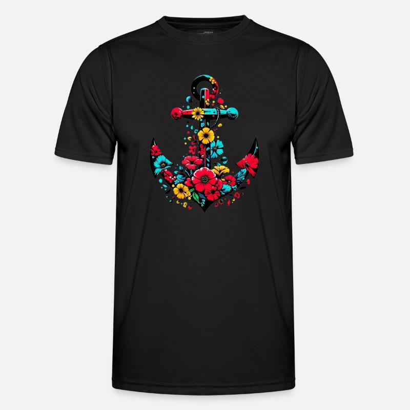 Ein Anker mit Blumen - Männer Funktions-T-Shirt - Schwarz